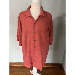 Caribbean Joe Collared Button Up Palm Tree Print Embroidered Vacation Shirt SzXL